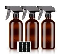 HOTUT Lot de 3 500 ml Flacons Vaporisateurs Vides en Verre Ambré, Pulvérisateur à Gâchette Réglable avec Paramètres de Jet, Pour le Nettoyage, Les Cheveux, le Jardinage et Les Huiles Essentielles