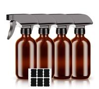 HOTUT Lot de 4 240 ml Flacons Vaporisateurs Vides en Verre Ambré, Pulvérisateur à Gâchette Réglable avec Paramètres de Jet, Pour le Nettoyage, Les Cheveux, le Jardinage et Les Huiles Essentielles