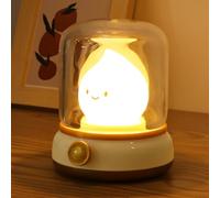 HOTUT Mignonne Veilleuse Enfant, Veilleuse au Kérosène avec Mode Chaud et Mode Bougie, Dimmable, USB Rechargeable Lampes Veilleuse avec Minuteur, Lampe de Chevet pour Enfants/Adultes/Bebe