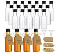 HOTUT Mini bouteille de liqueur, 18 Pièces Bouteilles Vides Réutilisables, 50 ml Petite Bouteille Plastique avec couvercles et entonnoirs, Mignonnettes Alcool pour jus/liqueur/whisky/Sauces
