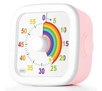 HOTUT Minuteur Visuel Enfant, 60 Minutes Chronometre Enfant et Compte à Rebours, Timer Enfant Apprentissage, Outil de Gestion du Temps Silencieux pour Cuisine, Salle de Classe, Réunions - Rose