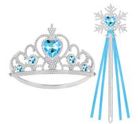 HOTUT Princesse Couronne et baguette Set, 2 Pièces Princesse Dress Up Accessoires, Filles Diadème, pour décoration de Noël, cosplay, soirées à thème