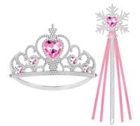 HOTUT Princesse Couronne et baguette Set, 2 Pièces Princesse Dress Up Accessoires, Filles Diadème, pour décoration de Noël, cosplay, soirées à thème