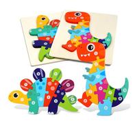 HOTUT Puzzle en Bois Enfant, 2 Pièces Jouet Bébé 3D Puzzles en Bois avec Cadre, Puzzle à Encastrements Jouets Montessori Jouet Enfant, pour Garçon Fille Anniversaire Noël Cadeau