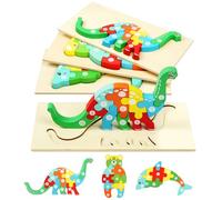 HOTUT Puzzle en Bois Enfant, 3 Pièces Jouet Bébé 3D Puzzles en Bois avec Cadre, Puzzle à Encastrements Jouets Montessori Jouet Enfant, pour Garçon Fille Anniversaire Noël Cadeau