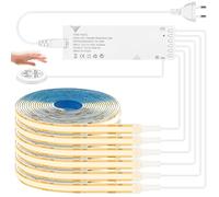 HOTUT Ruban LED COB 1 m - Lot de 6 bandes LED 12 V blanc chaud (montage parallèle) - Variateur tactile et à balayage - Découpable - Éclairage pour armoire, vitrine, panneaux acoustiques