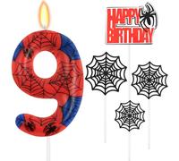 Hotut Spiderman Bougies Anniversaire 9 Ans, Set Gâteau Thème Araignée