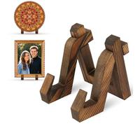 HOTUT Support Assiette Decorative en Bois, 4 Pouces Porte Assiette, Presentoir Cadre Photo Livre de Table, Chevalet Support Presentoir, pour Plaque Livre Carte Postale Art Peintures Décoratives Cadre