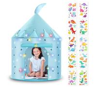 HOTUT Tente de Jeu Cœur Bleu pour Enfant avec Étoiles Lumineuses - Tipi Pop-Up Portable pour Fille, Cabane pour Intérieur et Jardin