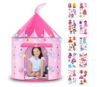 HOTUT Tente de Jeu pour Enfant, tipi Tente de Jeu avec étoiles Lumineuses, Château pour Enfant Princesse Tente, Tente Pop-Up Portable, Cabane Enfant Intérieure/Exterieur pour Garçons et Filles