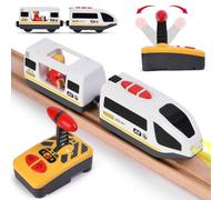 HOTUT Train de Locomotives à Piles, Train Electrique Enfant Connexion Magnétique, Trains Électrique Haute Vitesse avec Phares Avant et Son, Compatible avec Thomas, Brio, Chuggington, pour Dès 3 Ans