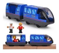 HOTUT Train de Locomotives à Piles, Train Electrique Enfant Connexion Magnétique, Trains Électrique Haute Vitesse avec Phares Avant et Son, Compatible avec Thomas, Brio, Chuggington, pour Dès 3 Ans
