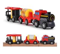 HOTUT Train de Locomotives à Piles, Train Electrique Enfant Connexion Magnétique, Trains Électrique Haute Vitesse avec Phares Avant et Son, Compatible avec Thomas, Brio, Chuggington, pour Dès 3 Ans