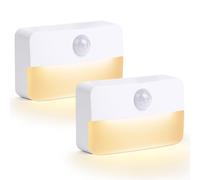 HOTUT Veilleuse Détecteur de Mouvement, 2 pièces Veilleuse LED à Induction avec batterie, blanc chaud, intérieur Escalier lampes de nuit pour salle de bain, couloir, vestiaire, cuisine, chambre