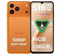 HOTWAV A17 Pro Max Téléphone Portable， 4G Android 15 6.75" 120Hz 5160mAh | Longue Autonomie Batterie, Caméra 13MP Stockage16 Go+128 Go Extensible 1To Octa Core Garantie 2 Ans Pas Cher ，Orange