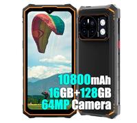 HOTWAV Cyber 13 4G Téléphones Portables Débloqués, 10800 mAh, 16 Go + 128 Go, 6,6" HD+, AI 64MP + 16MP, Android 14 Smartphones, Octa Core, IP68/LED/5G WiFi/NFC Orange