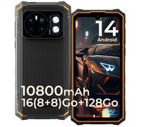 HOTWAV Cyber 13 Smartphone Robuste 16(8+8)Go+128Go 10800mAh Caméra 64MP 6,6'' HD+ 4G Téléphone IP68 Étanche NFC/Face ID - Orange