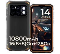 HOTWAV Cyber 13 Smartphone Robuste 16(8+8)Go+128Go 10800mAh Caméra 64MP 6,6'' HD+ 4G Téléphone IP68 Étanche Orange Orang SMARTPHONE