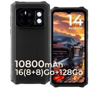 HOTWAV Cyber 13 Smartphone Robuste 16(8+8)Go+128Go 10800mAh Caméra 64MP 6,6'' HD+ 4G Téléphone IP68 Étanche Noir Noir SMARTPHONE