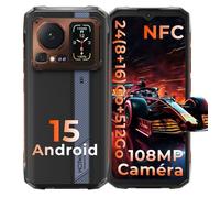 HOTWAV Cyber 16 Pro Smartphone Robuste 108MP 8+512Go, Écran 6,6'' 2K Android 15 NFC IP68 Téléphone Écran Secondaire Arrière-Bronze