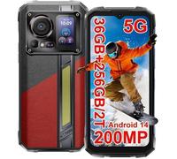HOTWAV Hyper 7 Pro Smartphone Robuste 5G 36Go+256Go 6.6"" FHD+ 10800mAh/33W Téléphone Portable Incassable 200MP Dual SIM/NFC, Rouge