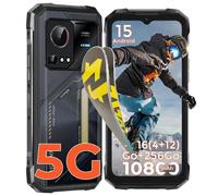 HOTWAV Hyper 7S Smartphone Robuste 5G Android 15 Écran 6,6"" HD+ 4+256Go 120Hz NFC Éclairage Camping Téléphone Etanche IP68-Jaune
