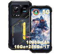 HOTWAV Hyper 7S Téléphone Portable Incassable, 16Go+256Go/TF 1To, 10800mAh, 21MP+8MP Caméra, Écran 6.6" HD+, Android 14 Smartphone Incassable, 5G Dual SIM, NFC, Face ID, OTG, GPS, Lampes de Camping