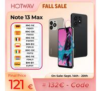 HOTWAV Note 13 Max, téléphone portable ultra-fin de 9,2 mm, écran HD+ de 6,8 pouces, Android 14, 6 Go de RAM, 256 Go de ROM, processeur octa-core, appareil photo 48MP + 16MP, batterie 5160mAh, léger,