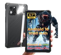HOTWAV R11 Pro Tablette Incassable, 8.7'' HD&120Hz, 10150mAh / IP68 / IP69K | 24Go+256Go/TF 2To, Android 16, 64MP+16MP, Dual SIM 4G/WLAN 5G/GPS/OTG/NFC/Garantie 2 Ans/Lampe de Camping, Mini tablette