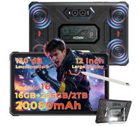 HOTWAV R12 Pro Tablette Incassable, 20080mAh, 4 Haut-parleurs, IP68&IP69K | Tablette android 12 Pouces, 2K, Android 16, 24Go+256Go/TF 1To, 64MP+16MP/Dual SIM 4G/WLAN 5/Octa Core/AI/OTG/Support/Stylus
