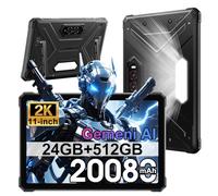 HOTWAV R9 Plus 11 Pouce Tablette Tactile Incassable, 20080mAh Telephone Incassable, Ecran 2K FHD+,24Go+512Go+2To, Android 14 Tablet IP68, 64MP+16MP, 2 Haut-Parleur Stéréo,4G LTE,5G WiFi,GPS,OTG,WIFI 5