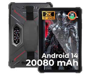 HOTWAV R9 Pro Tablette Incassable, 20Go + 256Go/TF 2To Android 14 Tablette, Écran 11" FHD+ Tablette Tactile, 20080mAh Battery, 64MP+16MP, Dual SIM 4G, WLAN 5G, Octa Core, IP68&IP69K, Face ID, GPS, OTG