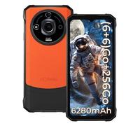 T7 Pro Smartphone Robuste 6Go+256Go, Ecran 6,6 FHD+ Batterie 6280mAh Caméra 64MP Téléphone Android IP68 Etanche - Orange