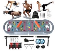 HOTWAVE Équipement d'exercice Portable avec 16 Accessoires de Gym. Planche de Pompes 20 en 1, Bandes de résistance avec Roue Abdominale, entraînement Complet du Corps à la Maison