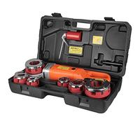 HOTYELL Enfile-tuyau électrique, machine de filetage de tuyau améliorée utilisant un moteur en cuivre pur, kit d'enfile-aiguille NPT portable avec 6 matrices HSS 1,27 cm - 5,1 cm