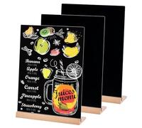 Hotyin 3 Pièces Tableaux Noirs, A5 Petit Tableau Noir, Ardoise Noir avec Supports en Bois, Ardoise Craie en Acrylique, Étiquettes de Prix pour Menus, Buffet, Mariage, Bar, Café