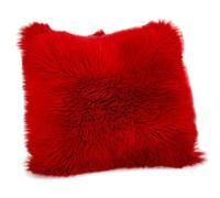 HotYou Housse Coussin de Canapé Fausse Fourrure Deluxe Decoration canapé Maison Chambre Lit Super Doux Peluche Taie d'oreiller,Rouge,45 * 45CM