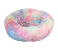 HotYou Lit Peluche pour Chien de Taille Petit Moyenne Grand - Lit d'intérieur en Forme de Beignet pour Chat - Panier Rond pour Chaton,Arc-en-Ciel,80 CM（<25KG）