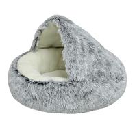 HotYou Lits pour Chats, Lit de Chien Rond. Coussin pour Chat Panier Lavable en Tissu Peluche Couffin, Fond résistant à l'eau et antidérapant,Gris Peluche Courte,65 CM（<10KG