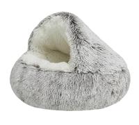 HotYou Lits pour Chats, Lit de Chien Rond. Coussin pour Chat Panier Lavable en Tissu Peluche Couffin, Fond résistant à l'eau et antidérapant,Café 2 Peluche Longue,100 CM（<30KG