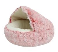 HotYou Lits pour Chats, Lit de Chien Rond. Coussin pour Chat Panier Lavable en Tissu Peluche Couffin, Fond résistant à l'eau et antidérapant,Pink 1 Peluche Courte,120 CM（<40KG
