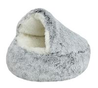 HotYou Lits pour Chats, Lit de Chien Rond. Coussin pour Chat Panier Lavable en Tissu Peluche Couffin, Fond résistant à l'eau et antidérapant,Gris Peluche Longue,120 CM（<40KG