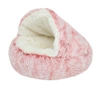 HotYou Lits pour Chats, Lit de Chien Rond. Coussin pour Chat Panier Lavable en Tissu Peluche Couffin, Fond résistant à l'eau et antidérapant,Pink 2 Peluche Longue,50 CM（<5KG