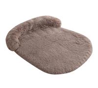 HotYou Panier pour Chien, Fausse Fourrure, Lit pour Animaux, Coussin, Canapé, Rembourrage Doux, Un Bord comme Oreiller, Housse Amovible et Lavable, Antidérapant,BeigeBrun,XS 55 * 40 CM（<4KG）