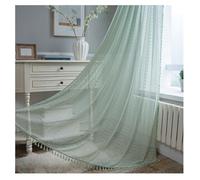 HotYou Rideaux Rustiques pour Fenêtres Drapes de Coton Chic avec Pochette pour Tige Tenture en Dentelle et Crochet avec Franges de Style Boho pour Chambre et Salon，Vert，150 * 200 CM