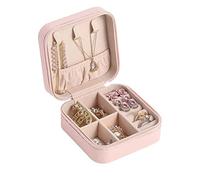 Hotype Boîte à Bijoux pour Femme, Petit Boîtes de Rangement Bijoux Voyage, Organisateur de Bijoux, Coffret à Bijoux pour Bagues, Boucles D'oreilles, Colliers, Bracelets, Rose