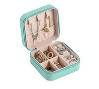 Hotype Boîte à Bijoux pour Femme, Petit Boîtes de Rangement Bijoux Voyage, Organisateur de Bijoux, Coffret à Bijoux pour Bagues, Boucles D'oreilles, Colliers, Bracelets, Bleu