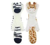 Hotype Lot de 2 Jouets Sonores en Peluche à Couinement pour Chiens, Non Farcis et Sécuritaires à Mâcher, pour Chiot, Chiens de Petite et Moyenne Taille - Cerf et Zèbre