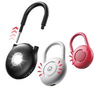 HOU Alarme Personnelle 130dB - Mini Sirène Rechargeable avec Lumière LED & Mode SOS, Porte-clés Sécurité pour Femme, Étudiant & Senior, Blanc