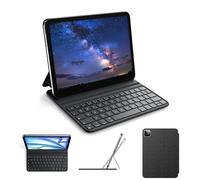 HOU Coque Clavier pour iPad Air 11" M4/M3/M2 (2026/2025/2024), Air 5e/4e génération, Pro 11" 1ᵉʳ/2ᵉ/3ᵉ/4ᵉ génération, Clavier AZERTY Fin Et Léger, Étui Ergonomique en Similicuir, Noir